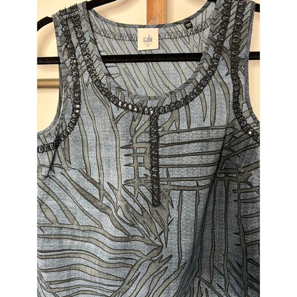 Cabi 3334 Sleeveless Beaded Tank in Blue Size XSmall - Picture 3 of 7